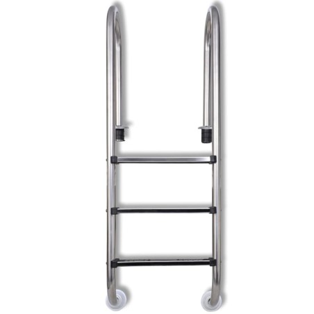 vidaXL Escalera de piscina 3 peldaños acero inoxidable 304 120 cm 