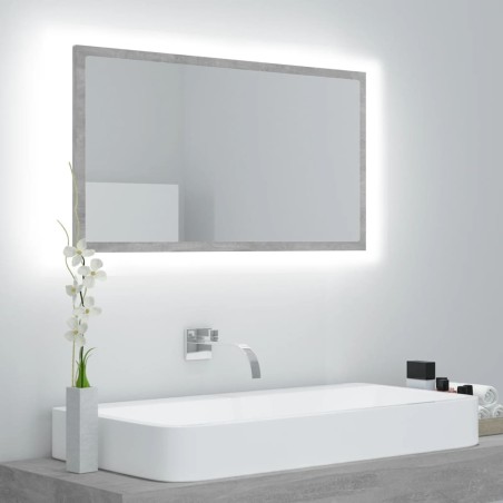 vidaXL Espejo de baño acrílico gris hormigón 80x8,5x37 cm