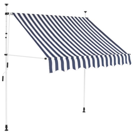 vidaXL Toldo manual retráctil 200 cm azul y blanco a rayas