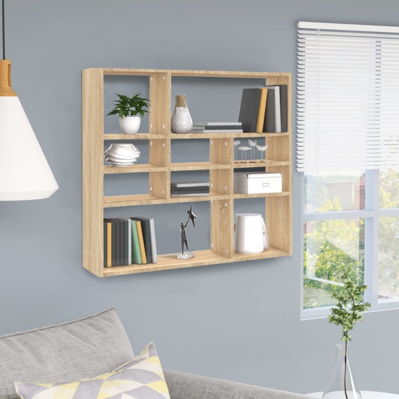 vidaXL Estantería de pared contrachapada color roble 90x16x78 cm vidaXL Estantería de pared contrachapada color roble 90x16x78 cm