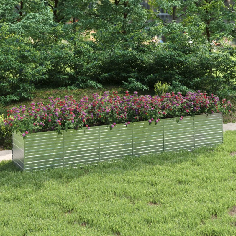 vidaXL Arriate de acero galvanizado plateado 480x80x77 cm vidaXL Arriate de acero galvanizado plateado 480x80x77 cm