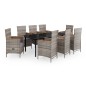 vidaXL Juego de comedor de jardín 9 pzas con cojines gris vidaXL Juego de comedor de jardín 9 pzas con cojines gris