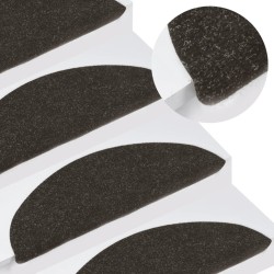 vidaXL Alfombrilla autoadhesiva escalera 15 uds negra 56x17x3 cm