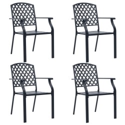 vidaXL Sillas de jardín 4 unidades diseño de malla acero negro
