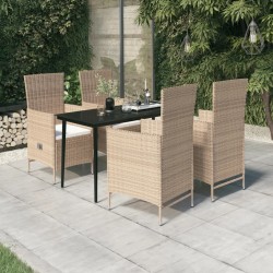 vidaXL Juego de comedor de jardín 5 piezas con cojines beige