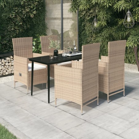 vidaXL Juego de comedor de jardín 5 piezas con cojines beige