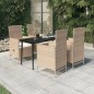 vidaXL Juego de comedor de jardín 5 piezas con cojines beige vidaXL Juego de comedor de jardín 5 piezas con cojines beige