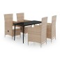 vidaXL Juego de comedor de jardín 5 piezas con cojines beige vidaXL Juego de comedor de jardín 5 piezas con cojines beige