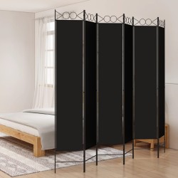 vidaXL Biombo divisor de 6 paneles de tela negro 240x220 cm