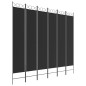 vidaXL Biombo divisor de 6 paneles de tela negro 240x220 cm vidaXL Biombo divisor de 6 paneles de tela negro 240x220 cm