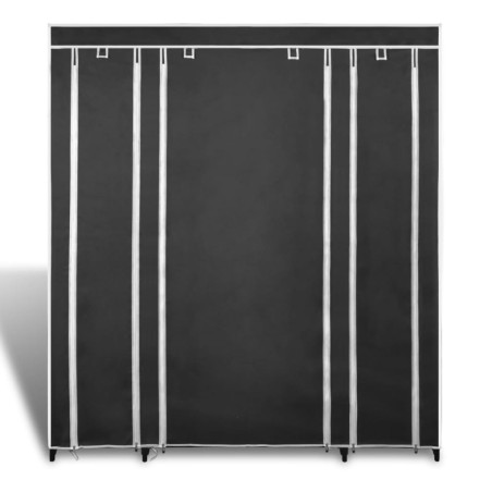 vidaXL Armario de tela compartimentos y varillas negro 45x150x176 cm  