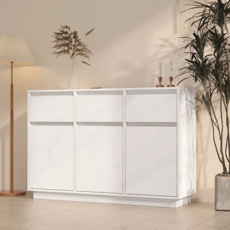 vidaXL Aparador de madera maciza de pino blanco 110x34x75 cm