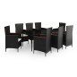vidaXL Juego de comedor de jardín 9 piezas con cojines negro vidaXL Juego de comedor de jardín 9 piezas con cojines negro