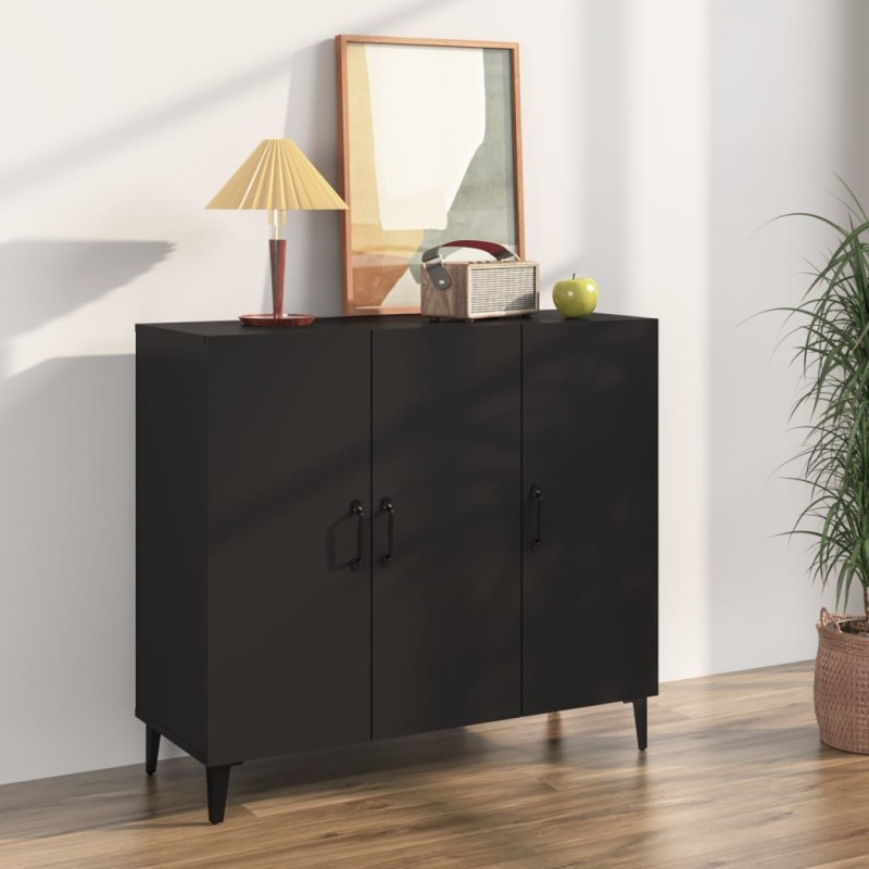 vidaXL Aparador de madera de ingeniería negro 90x34x80 cm vidaXL Aparador de madera de ingeniería negro 90x34x80 cm