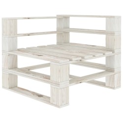 vidaXL Sofá esquinero de palés para jardín madera blanco