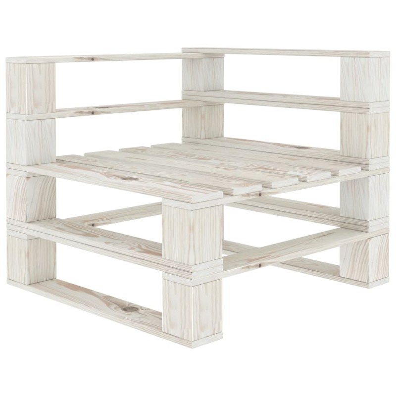 vidaXL Sofá esquinero de palés para jardín madera blanco vidaXL Sofá esquinero de palés para jardín madera blanco