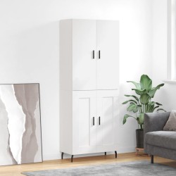vidaXL Aparador alto madera contrachapada blanco brillo 69,5x34x180 cm