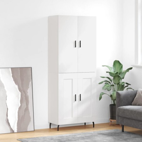 vidaXL Aparador alto madera contrachapada blanco brillo 69,5x34x180 cm