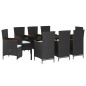 vidaXL Juego de comedor de jardín 9 piezas con cojines negro vidaXL Juego de comedor de jardín 9 piezas con cojines negro