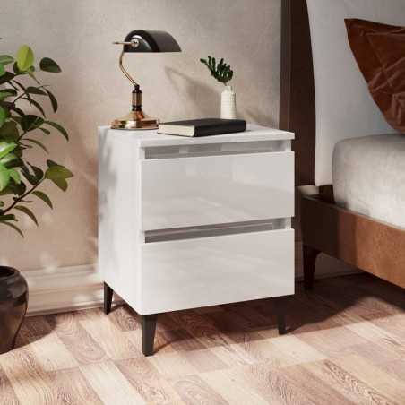 vidaXL Mesita de noche madera contrachapada blanco brillo 40x35x50 cm
