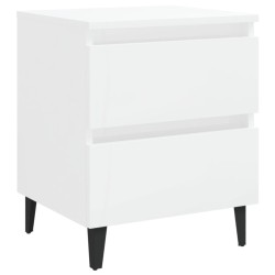 vidaXL Mesita de noche madera contrachapada blanco brillo 40x35x50 cm