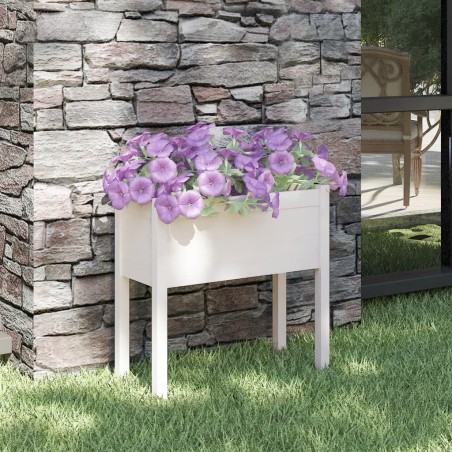 vidaXL Jardinera de madera maciza de pino blanco 70x31x70 cm