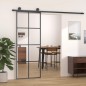 vidaXL Puerta corredera vidrio ESG y aluminio negro 76x205 cm vidaXL Puerta corredera vidrio ESG y aluminio negro 76x205 cm