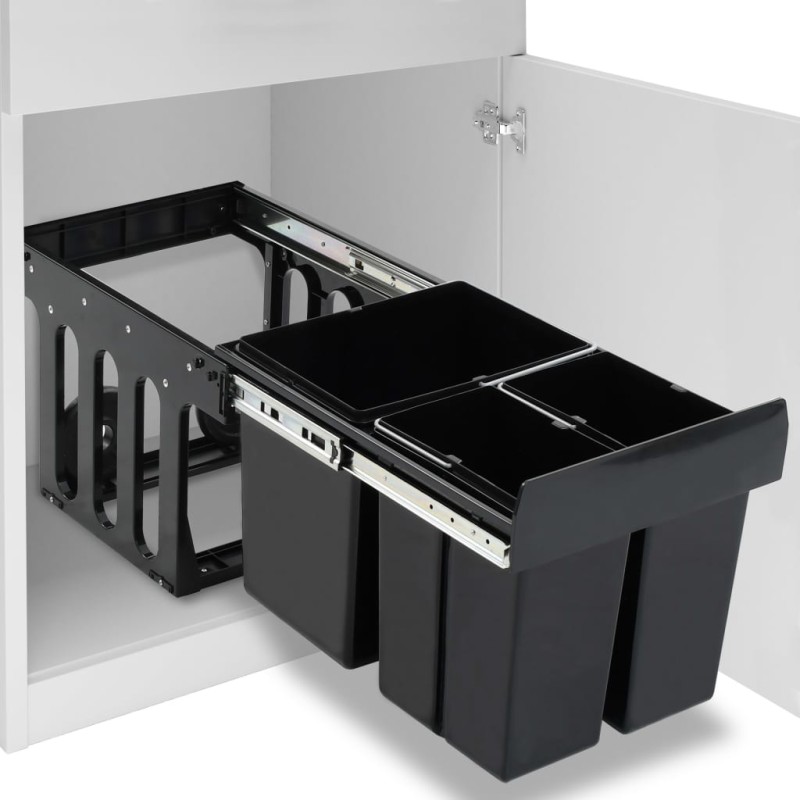 vidaXL Cubo de basura extraíble en armario de cocina cierre suave 48 L vidaXL Cubo de basura extraíble en armario de cocina cierre suave 48 L