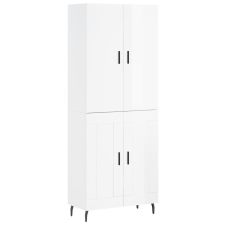 vidaXL Aparador alto madera contrachapada blanco brillo 69,5x34x180 cm