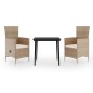 vidaXL Juego de comedor de jardín 3 piezas con cojines beige vidaXL Juego de comedor de jardín 3 piezas con cojines beige