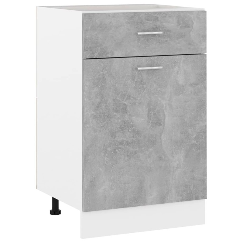 vidaXL Armario inferior cajón contrachapada gris hormigón 50x46x81,5cm vidaXL Armario inferior cajón contrachapada gris hormigón 50x46x81,5cm