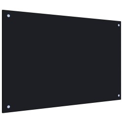 vidaXL Protección salpicaduras cocina vidrio templado negro 90x60 cm