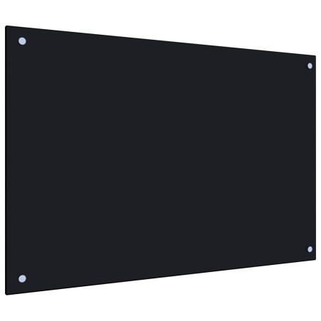 vidaXL Protección salpicaduras cocina vidrio templado negro 90x60 cm