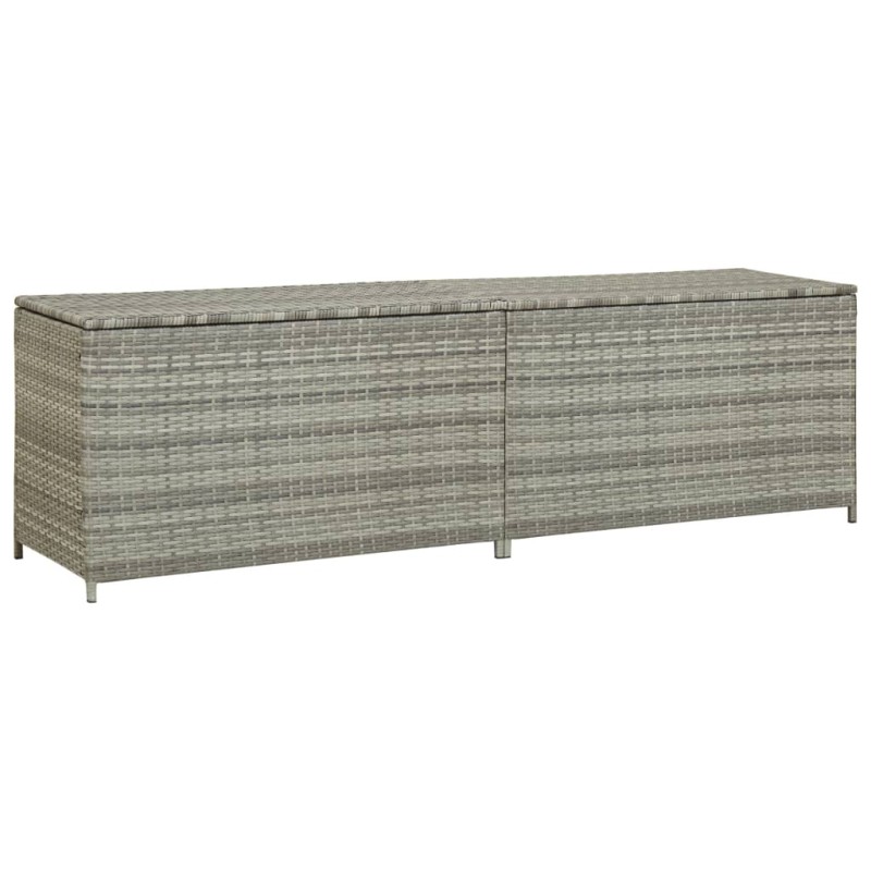 vidaXL Caja de almacenaje de jardín ratán sintético gris 200x50x60 cm vidaXL Caja de almacenaje de jardín ratán sintético gris 200x50x60 cm