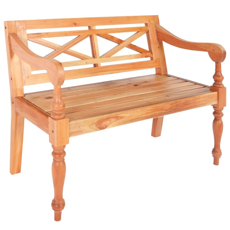 vidaXL Banco Batavia de madera maciza de caoba marrón 98 cm 