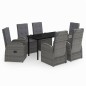 vidaXL Juego de comedor de jardín 7 piezas con cojines gris vidaXL Juego de comedor de jardín 7 piezas con cojines gris