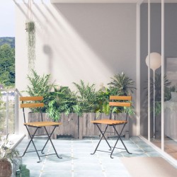 vidaXL Sillas plegables de jardín 2 uds acero y madera maciza acacia 
