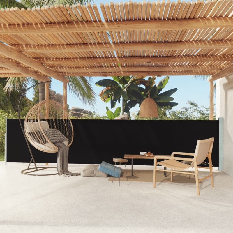 vidaXL Toldo lateral retráctil de jardín negro 117x600 cm vidaXL Toldo lateral retráctil de jardín negro 117x600 cm