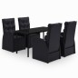 vidaXL Juego de comedor de jardín 5 piezas con cojines negro