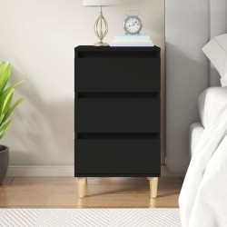 vidaXL Mesita de noche madera contrachapada negro 40x35x70 cm