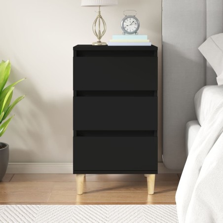 vidaXL Mesita de noche madera contrachapada negro 40x35x70 cm
