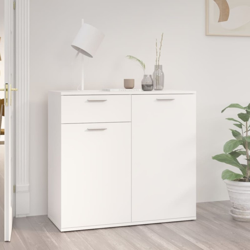 vidaXL Aparador de madera contrachapada blanco 80x36x75 cm vidaXL Aparador de madera contrachapada blanco 80x36x75 cm