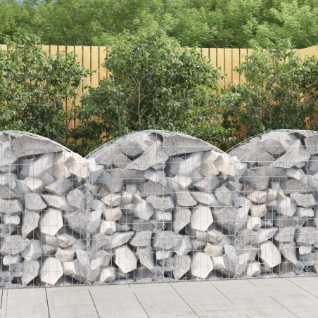 vidaXL Cesta de gaviones forma arco hierro galvanizado 100x50x80/100cm