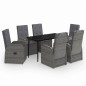 vidaXL Juego de comedor de jardín 7 piezas con cojines gris vidaXL Juego de comedor de jardín 7 piezas con cojines gris