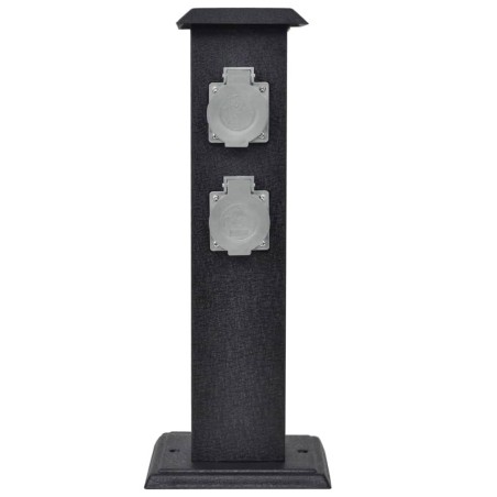 vidaXL Columna negra con enchufes para el jardín