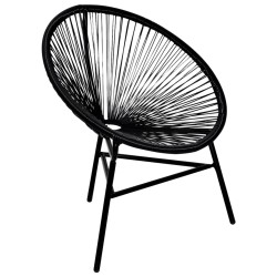 vidaXL Silla redonda ratán sintético negro