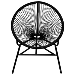vidaXL Silla redonda ratán sintético negro