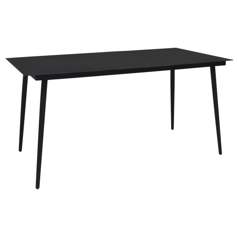 vidaXL Mesa de comedor de jardín acero y vidrio negra 150x80x74 cm vidaXL Mesa de comedor de jardín acero y vidrio negra 150x80x74 cm