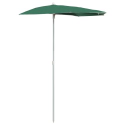 vidaXL Sombrilla de jardín semicircular con palo 300x150 cm verde