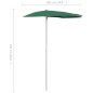 vidaXL Sombrilla de jardín semicircular con palo 300x150 cm verde vidaXL Sombrilla de jardín semicircular con palo 300x150 cm verde